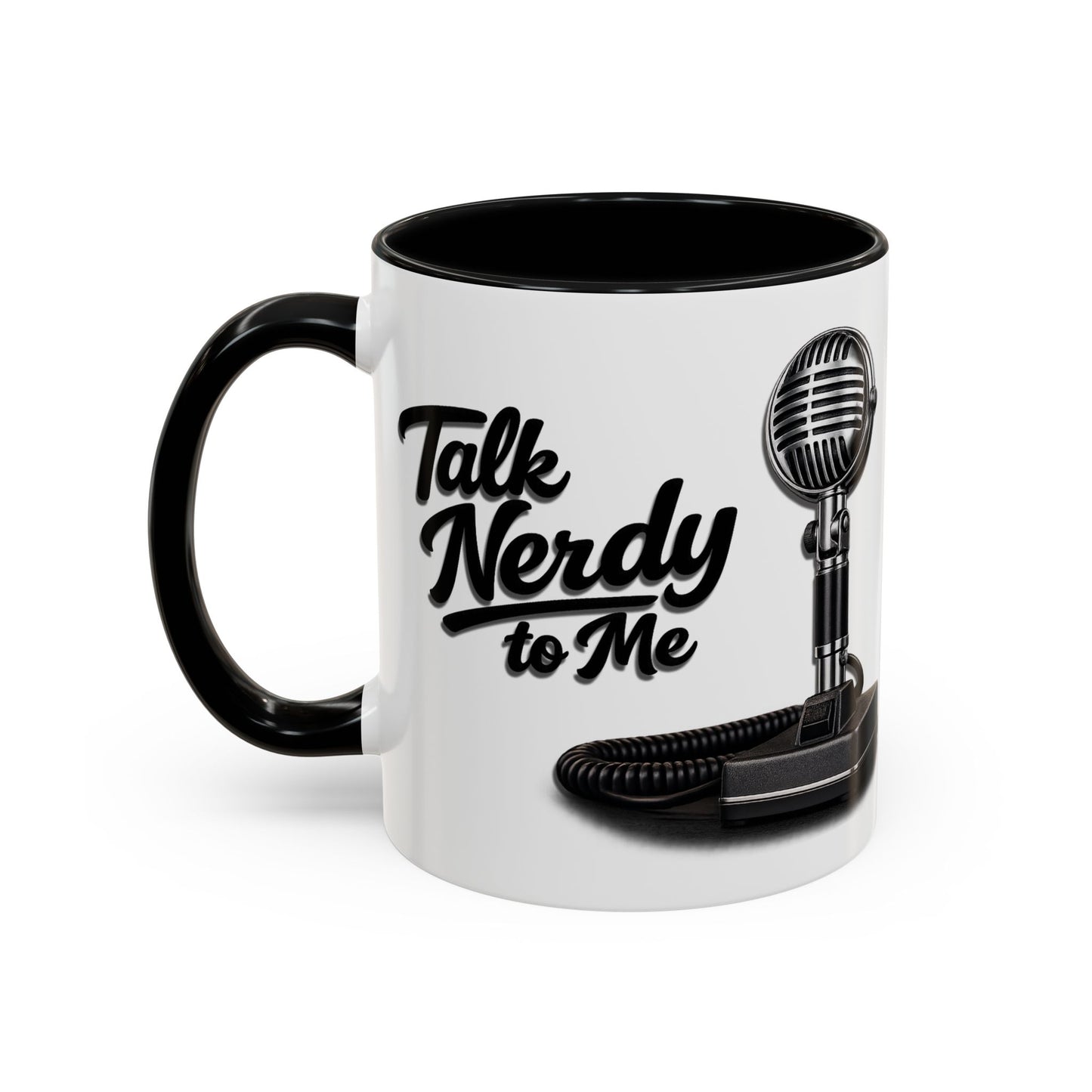 Talk Nerdy to Me Coffee Mug — Retro Ham Radio Microphone Accent Mug (11/15 oz)