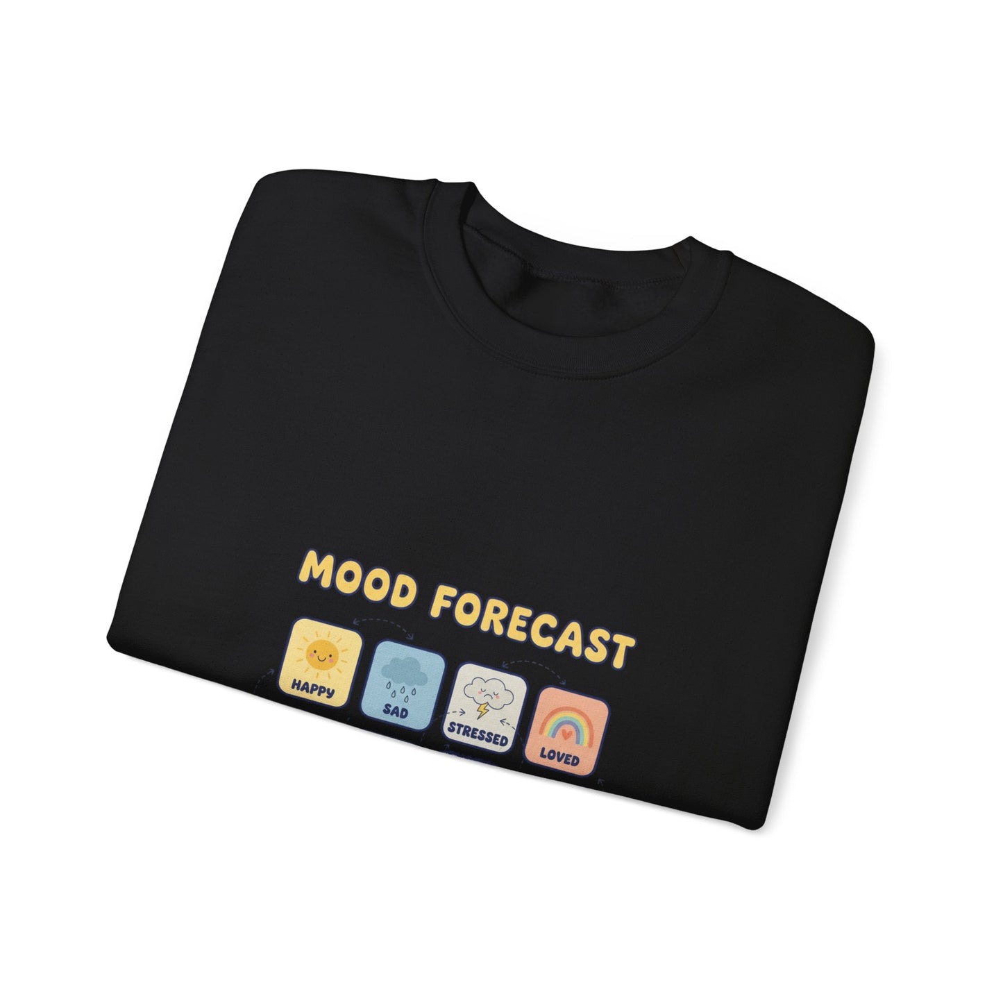 Mood Forecast Chart Sweatshirt | whimsical weather map, emotion forecast illustration
