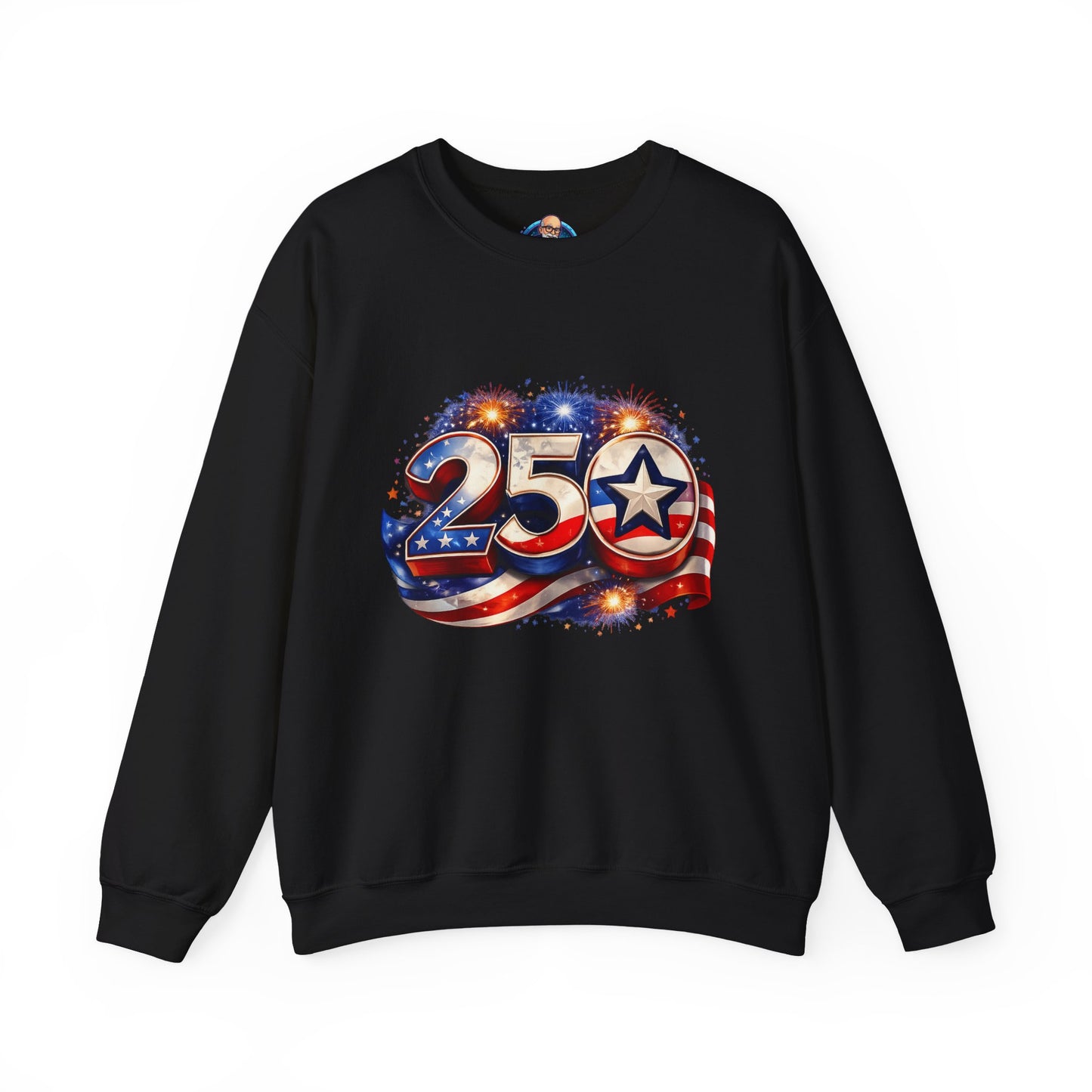 Crewneck Sweatshirt – '250' American Flag Stars & Stripes Patriotic Design
