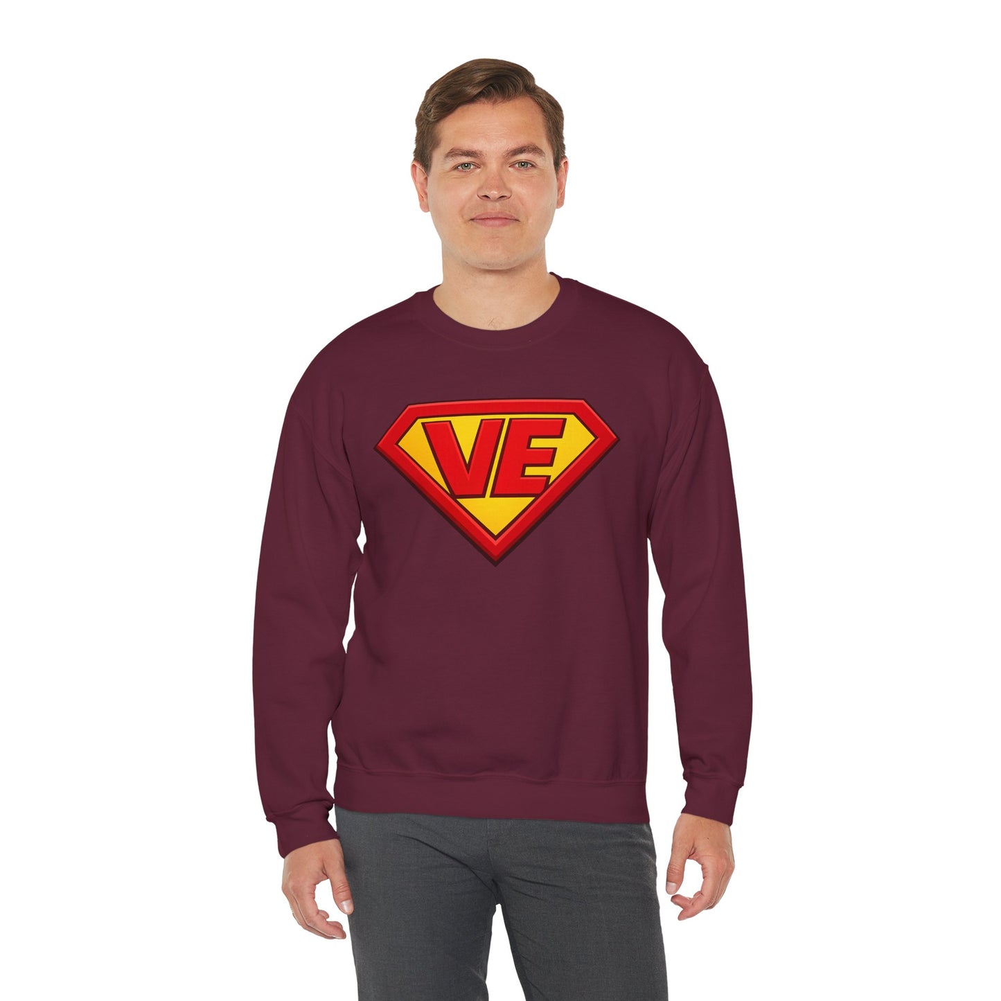 Crewneck Sweatshirt — Superhero 'VE' Logo Pullover