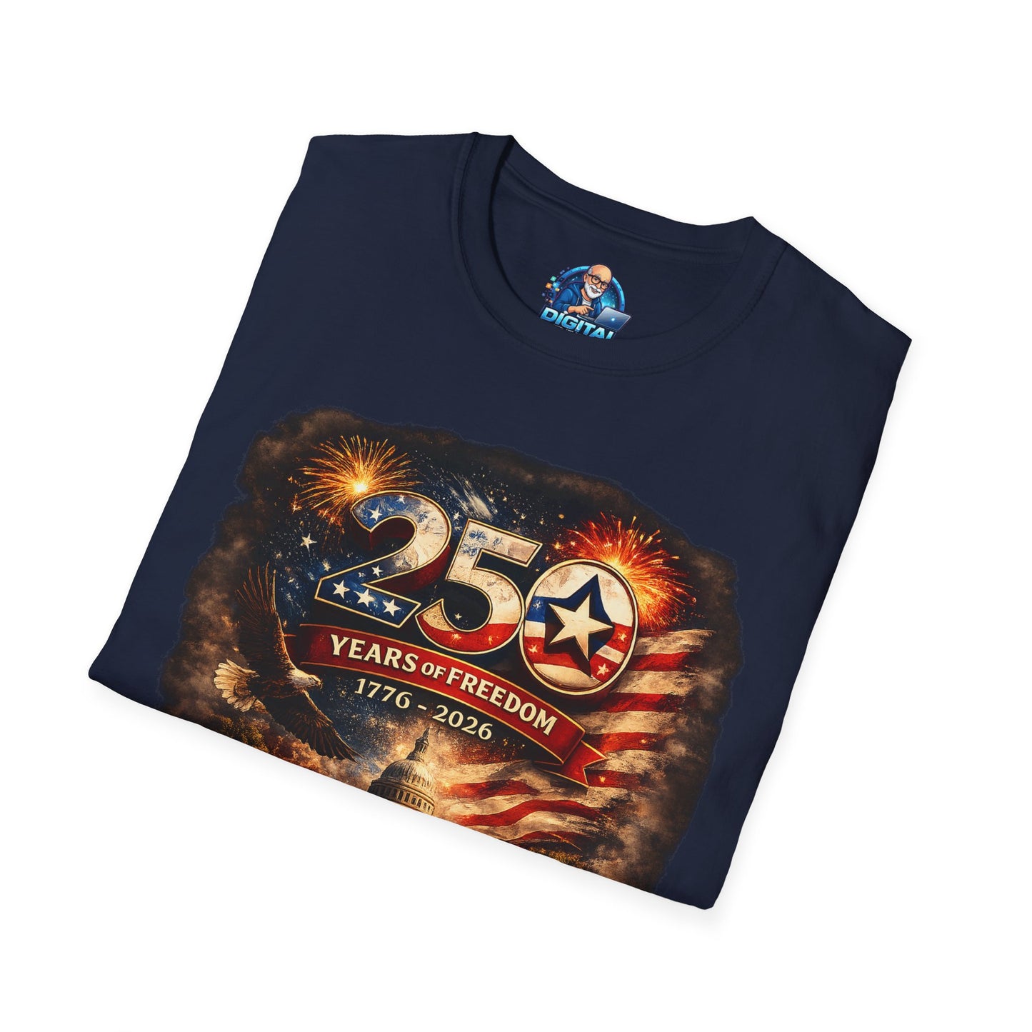 250 Years of Freedom 1776–2026 T-Shirt — Patriotic American Flag & Capitol Anniversary Tee