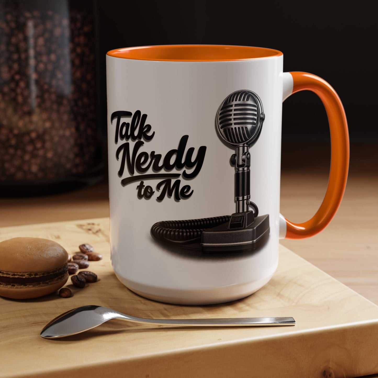 Talk Nerdy to Me Coffee Mug — Retro Ham Radio Microphone Accent Mug (11/15 oz)