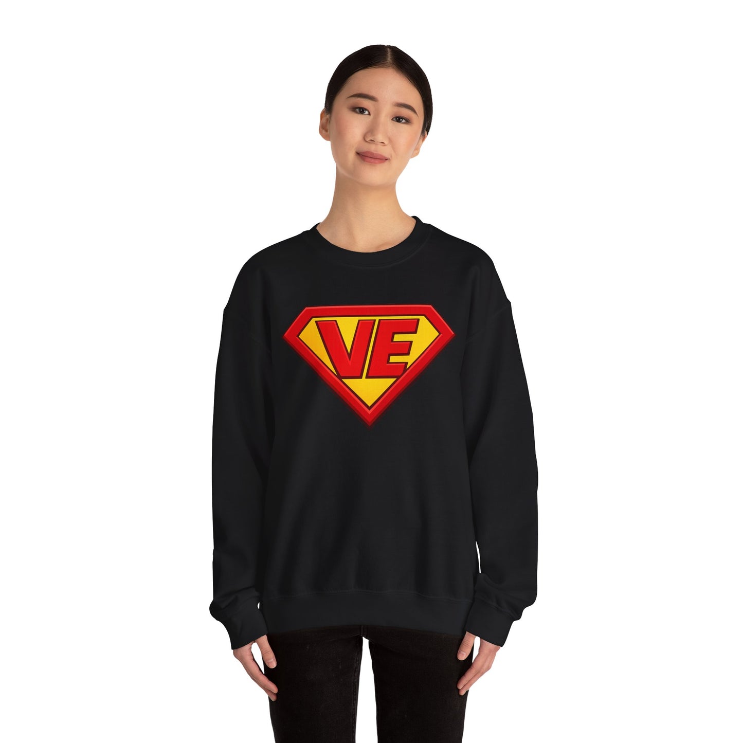 Crewneck Sweatshirt — Superhero 'VE' Logo Pullover