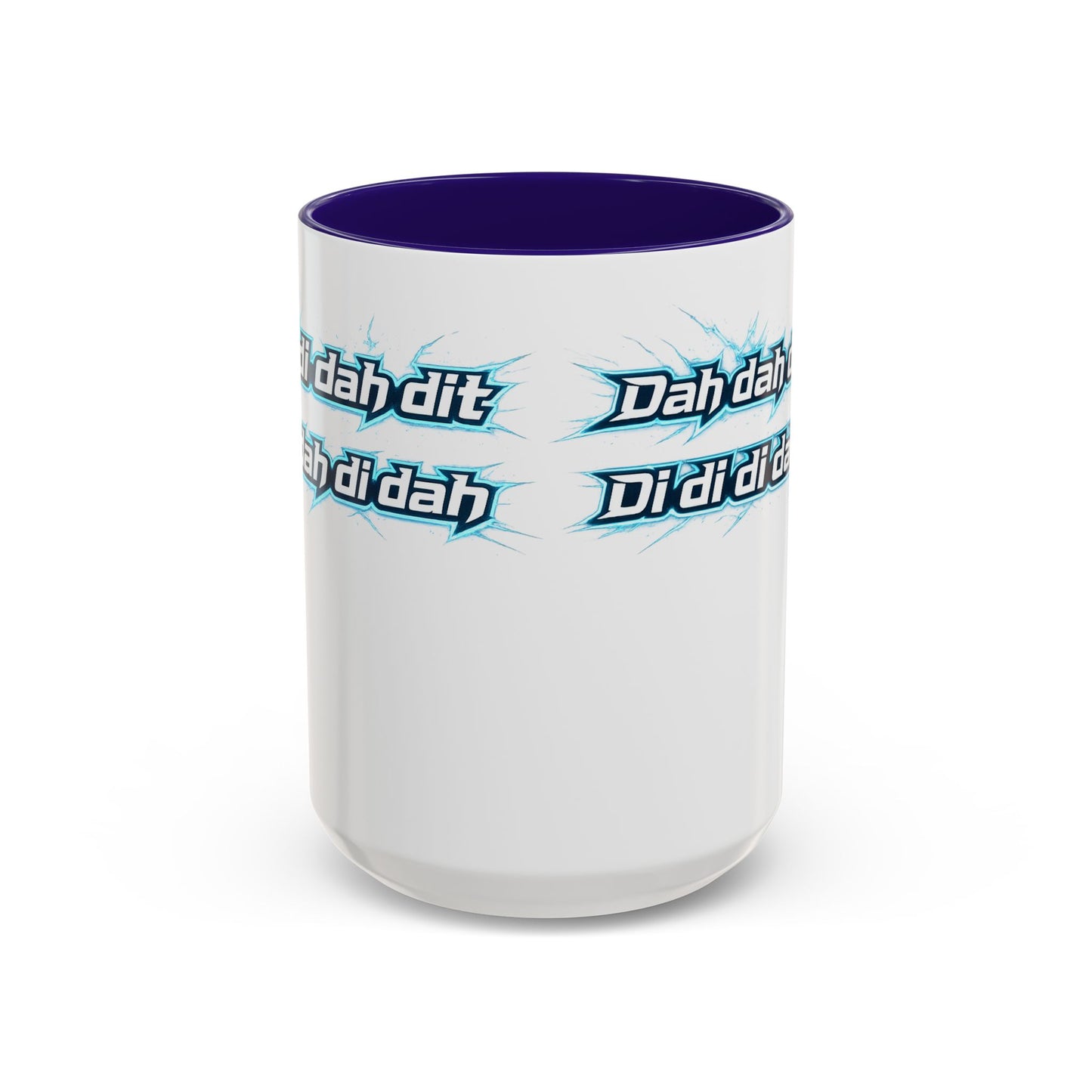Novelty Mug — 'Dah di dah dit' Repeating Text Ceramic Coffee Cup (11oz & 15oz)