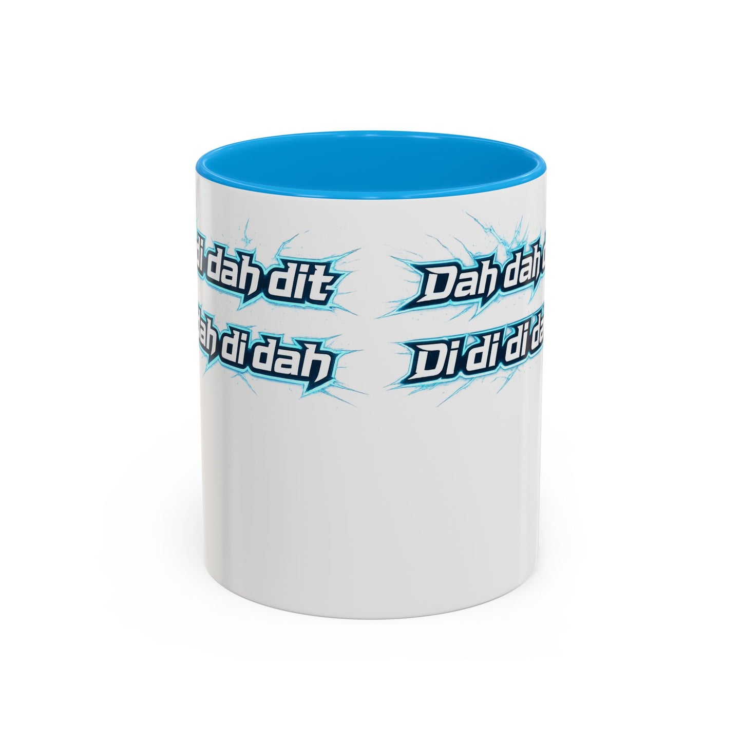 Novelty Mug — 'Dah di dah dit' Repeating Text Ceramic Coffee Cup (11oz & 15oz)