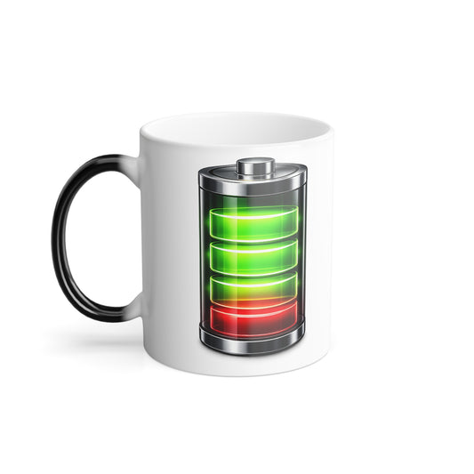 Color-Changing Battery Level Mug — 11oz Heat Sensitive Coffee Cup